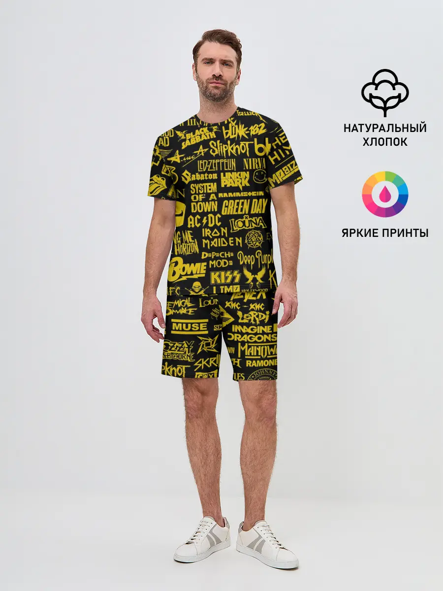 Мужской костюм с шортами / Логотипы рок групп GOLD