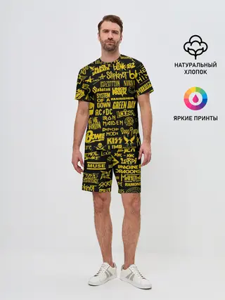 Мужской костюм с шортами / Логотипы рок групп GOLD