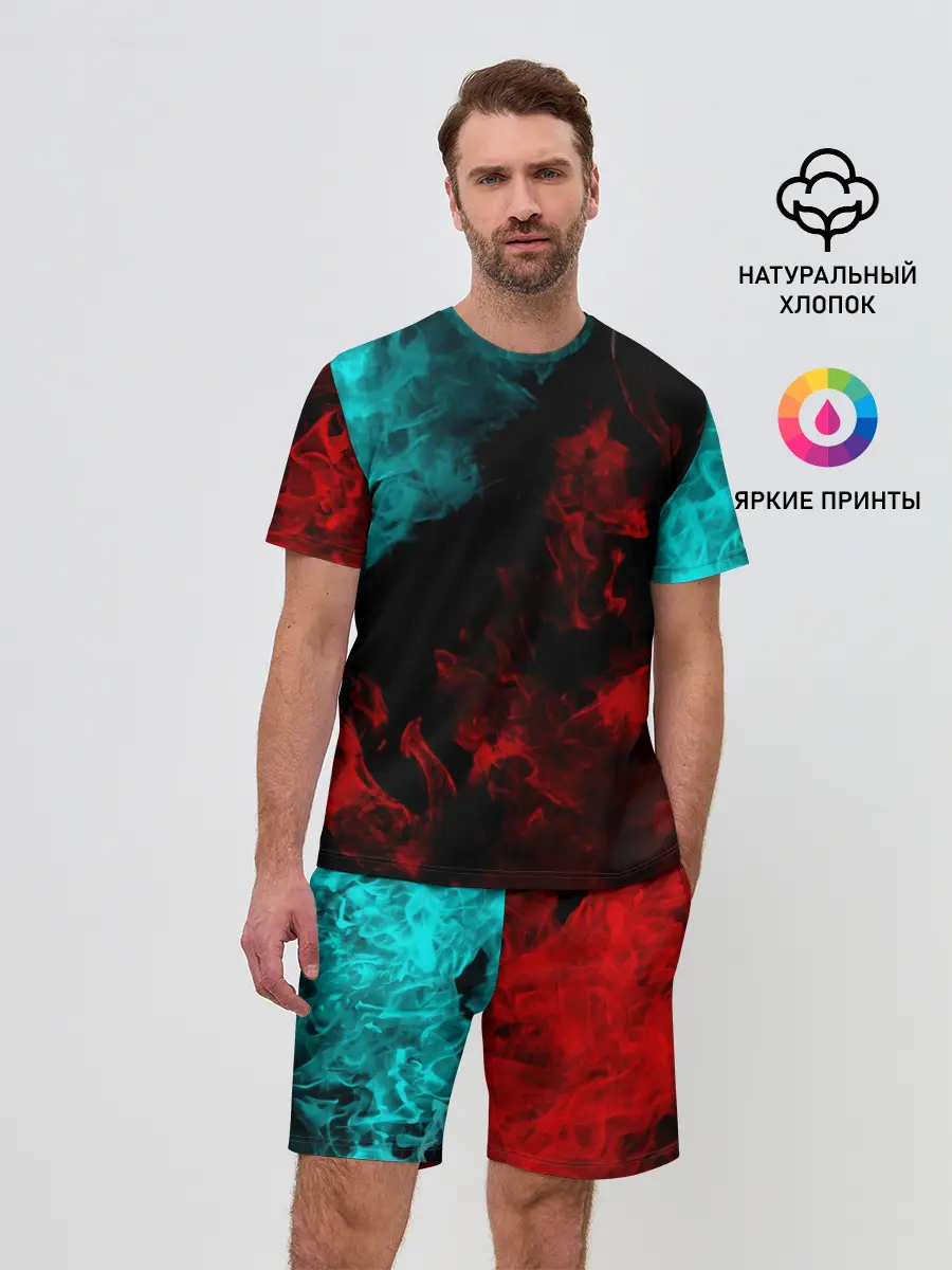 Мужской костюм с шортами / НЕОНОВЫЙ ОГОНЬ