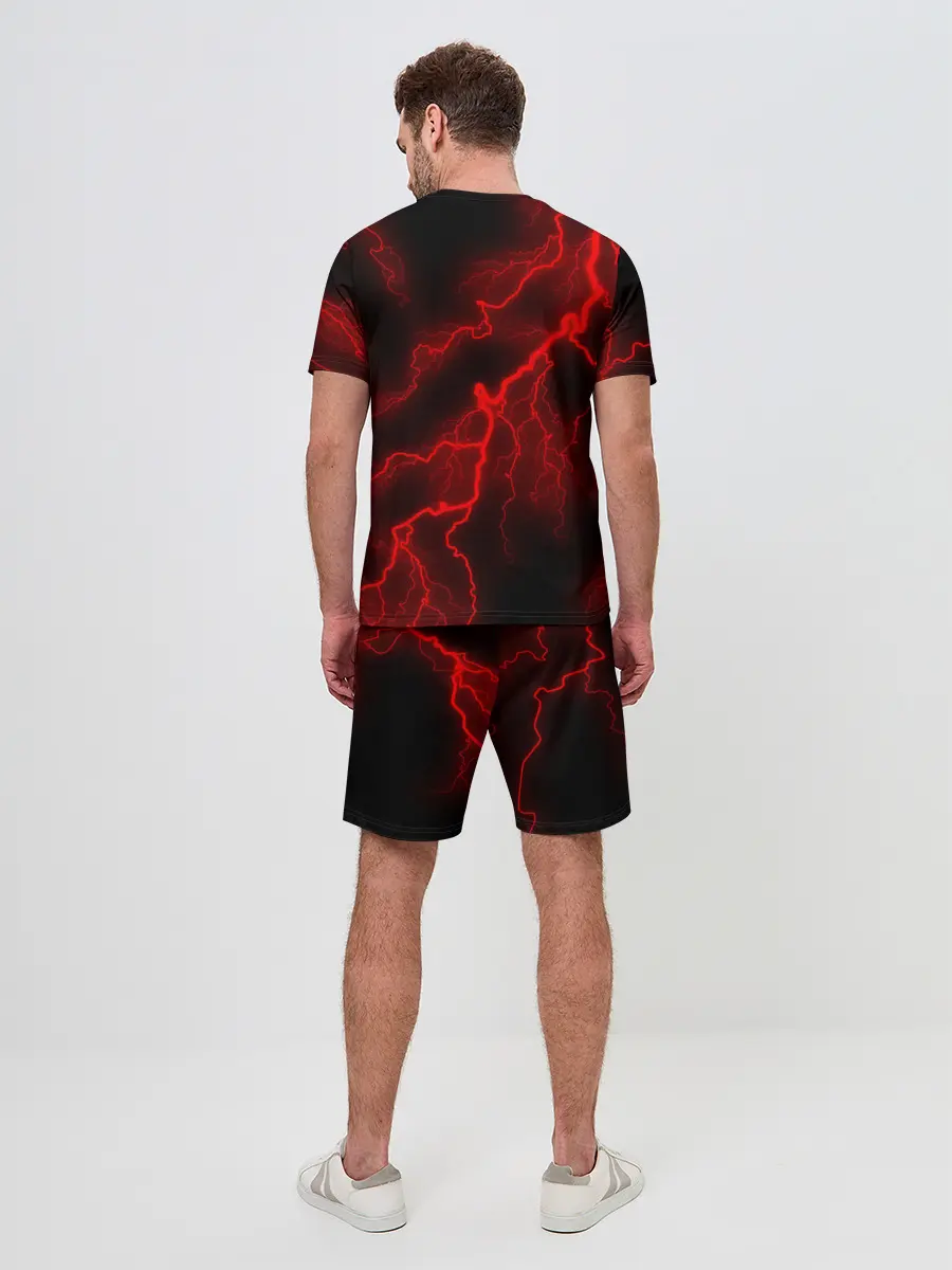 Мужской костюм с шортами / МОЛНИЯ RED NEON