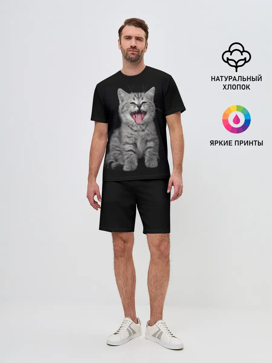 Мужской костюм с шортами / Кричащий кот.