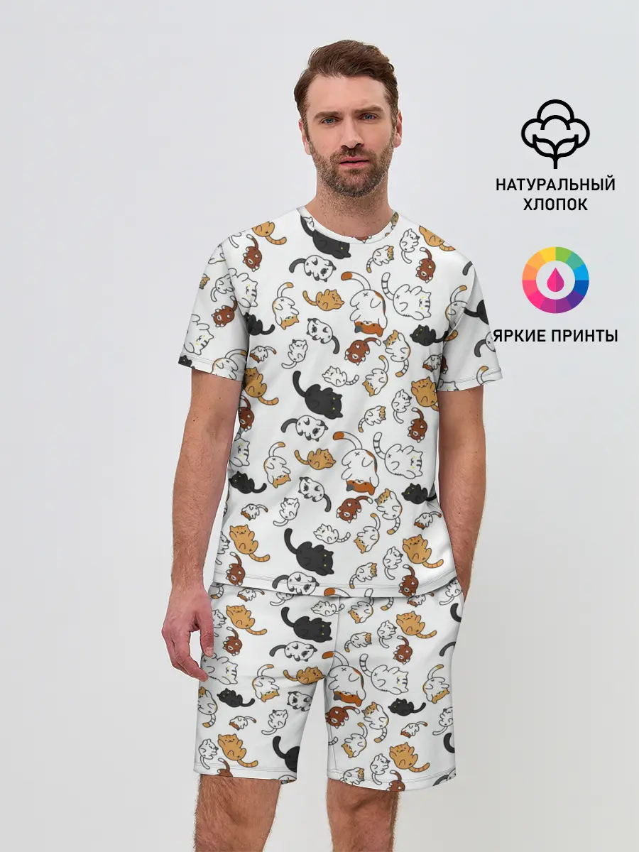 Мужской костюм с шортами / Котики.