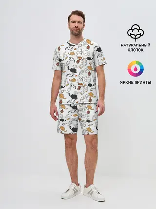 Мужской костюм с шортами / Котики.