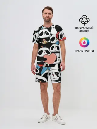 Мужской костюм с шортами / Панды.