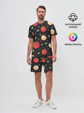 Мужской костюм с шортами / Яблочный узор