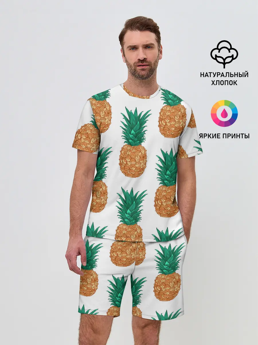 Мужской костюм с шортами / Ананасовый арт