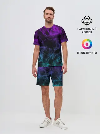 Мужской костюм с шортами / NEON SMOKES STRIPES | НЕОНОВЫЕ ВОЛНЫ