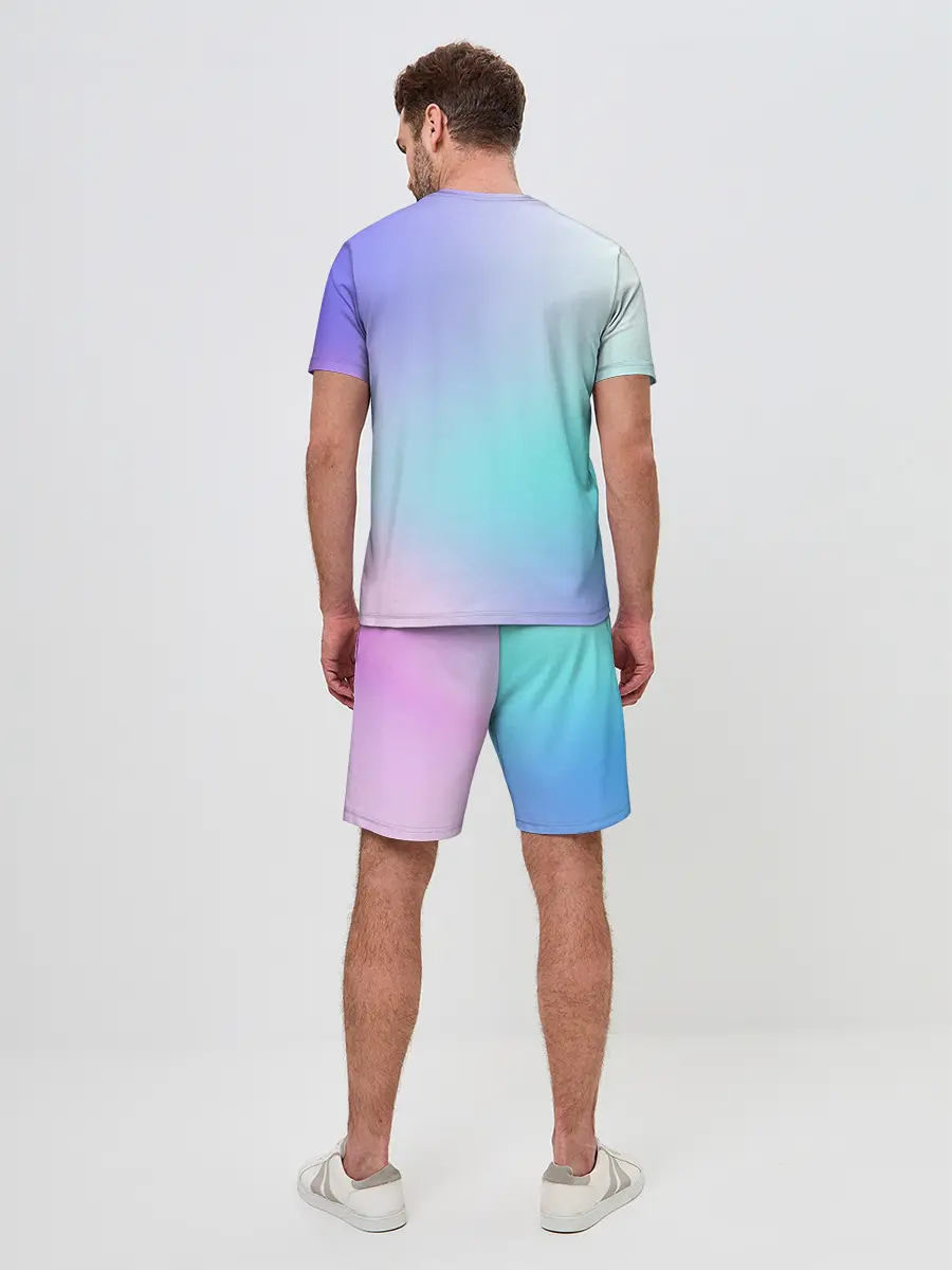 Мужской костюм с шортами / небесно голубой градиентный