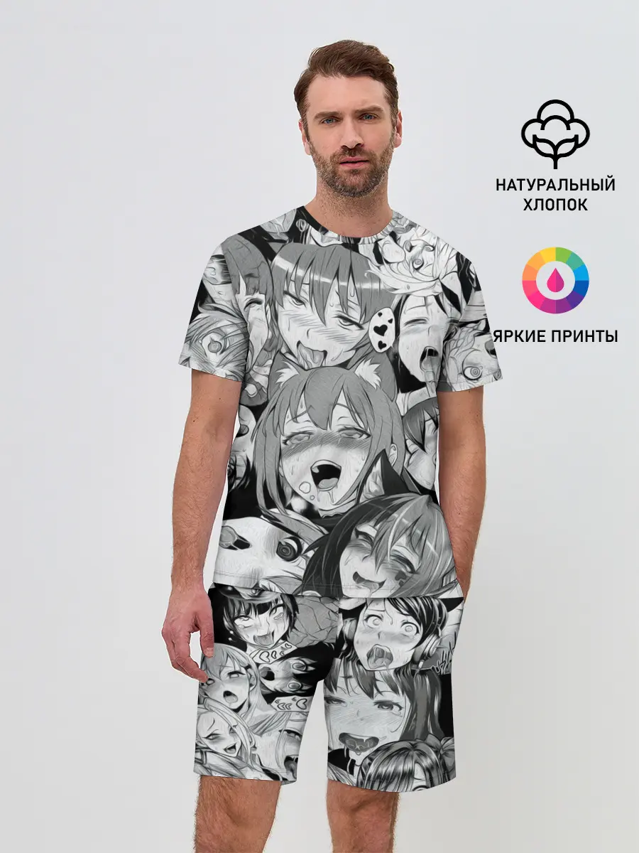 Мужской костюм с шортами / AHEGAO monochrome