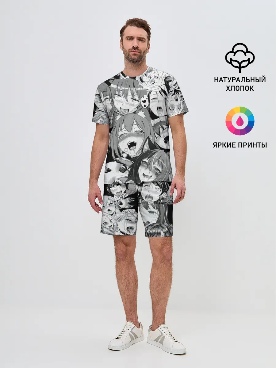 Мужской костюм с шортами / AHEGAO monochrome