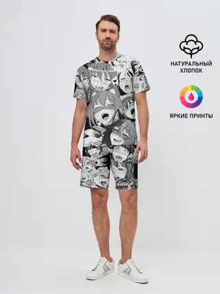 Мужской костюм с шортами / AHEGAO monochrome