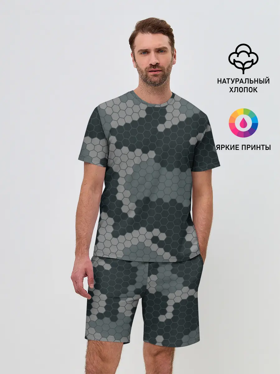 Мужской костюм с шортами / КАМУФЛЯЖ СОТЫ