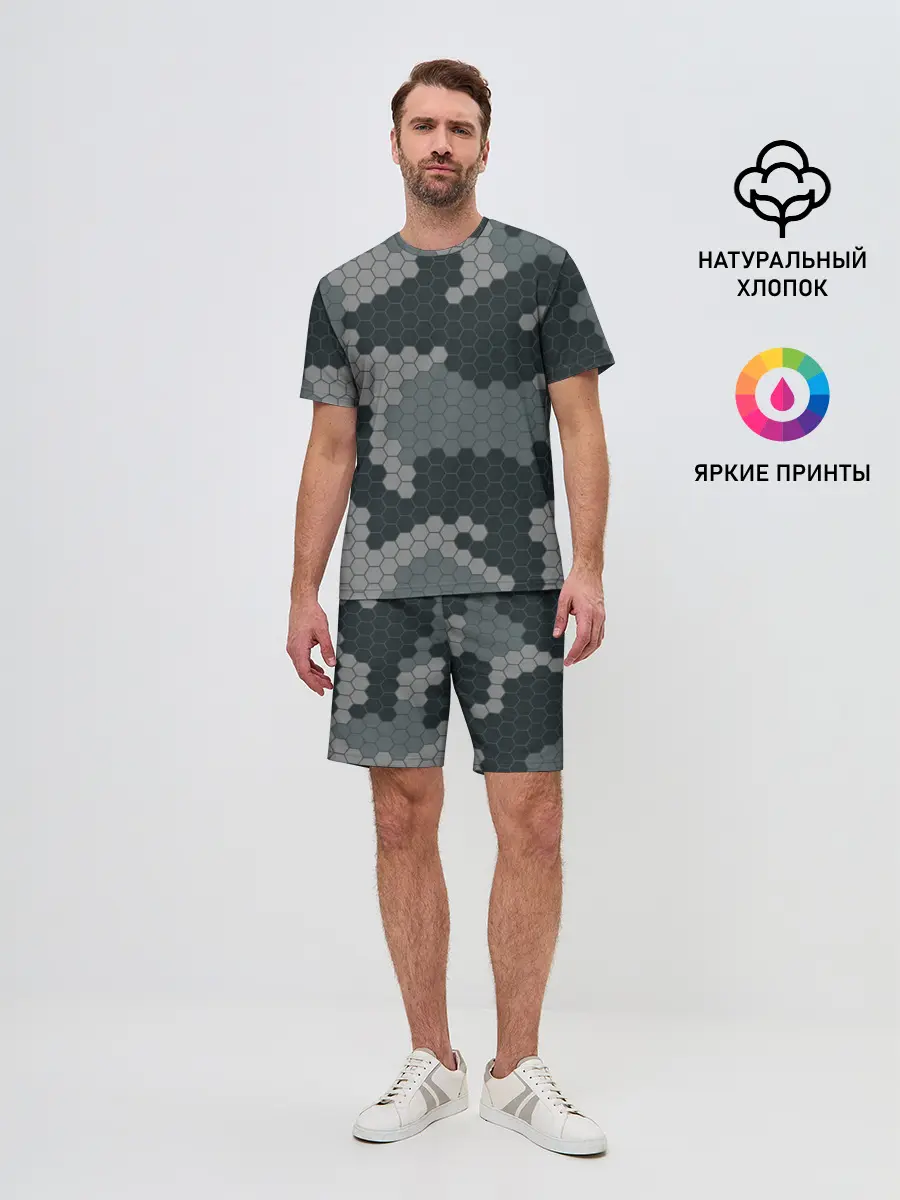 Мужской костюм с шортами / КАМУФЛЯЖ СОТЫ