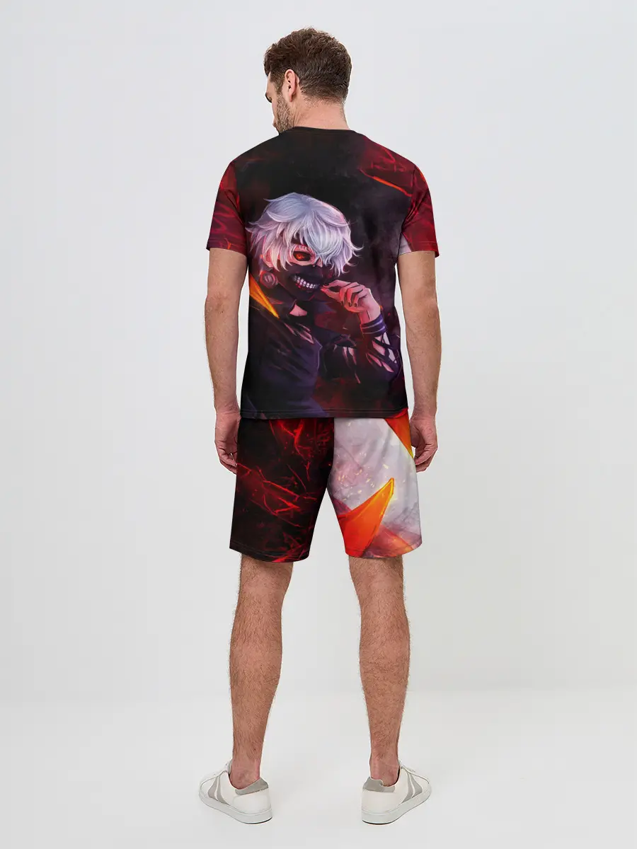 Мужской костюм с шортами / Ken Kaneki красные жала