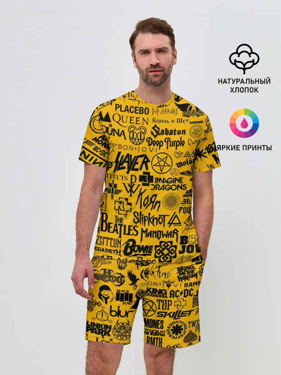 Мужской костюм с шортами / ЛОГОТИПЫ РОК ГРУПП