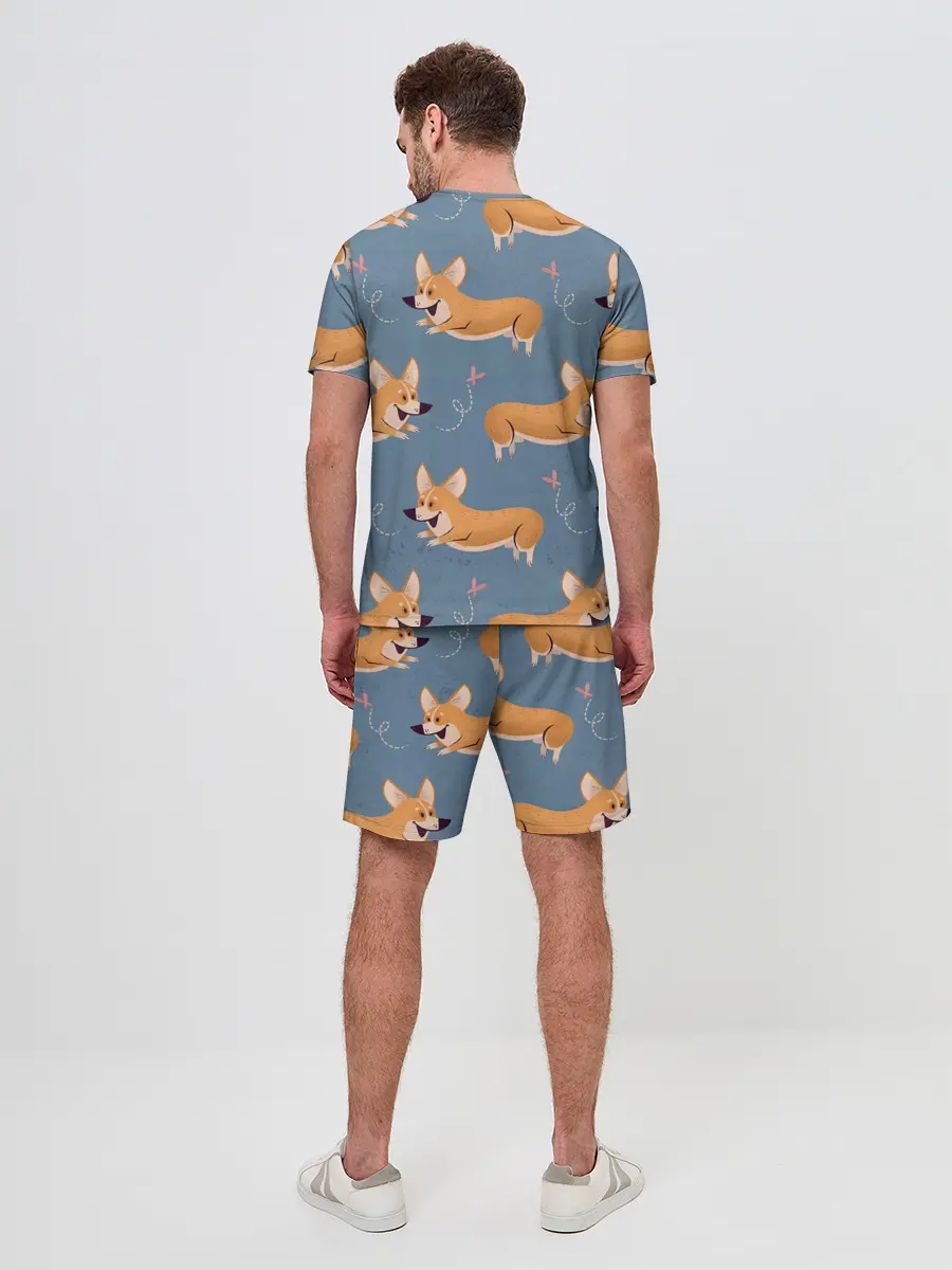 Мужской костюм с шортами / Корги с бабочкой