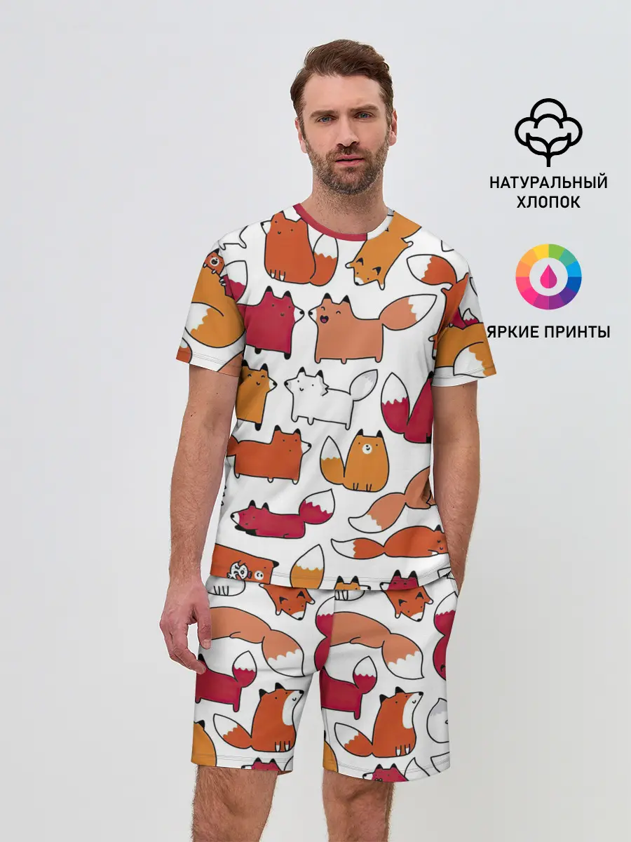 Мужской костюм с шортами / Милые лисы