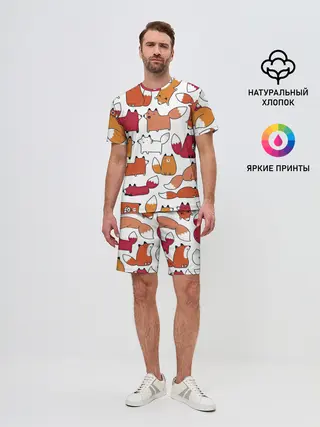 Мужской костюм с шортами / Милые лисы