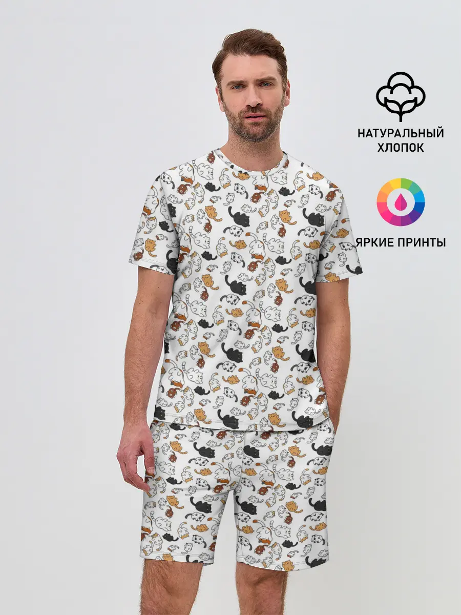 Мужской костюм с шортами / Котики