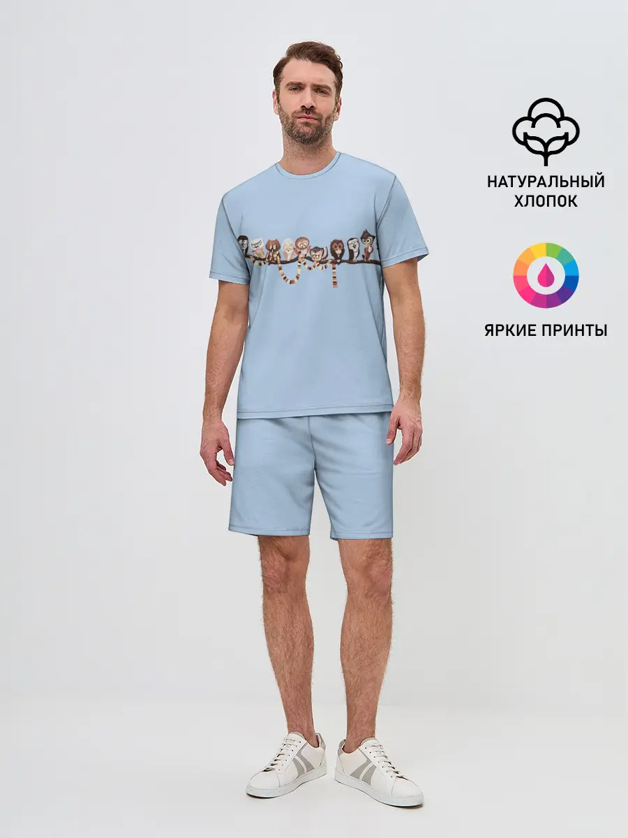 Мужской костюм с шортами / Совы на ветке