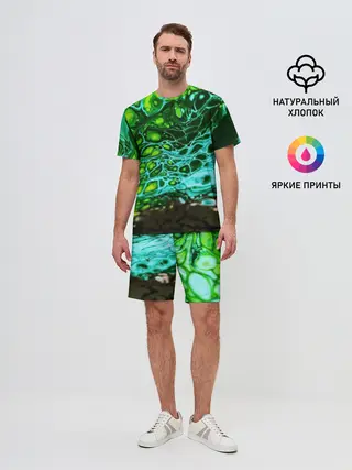 Мужской костюм с шортами / Кислотные разводы краски