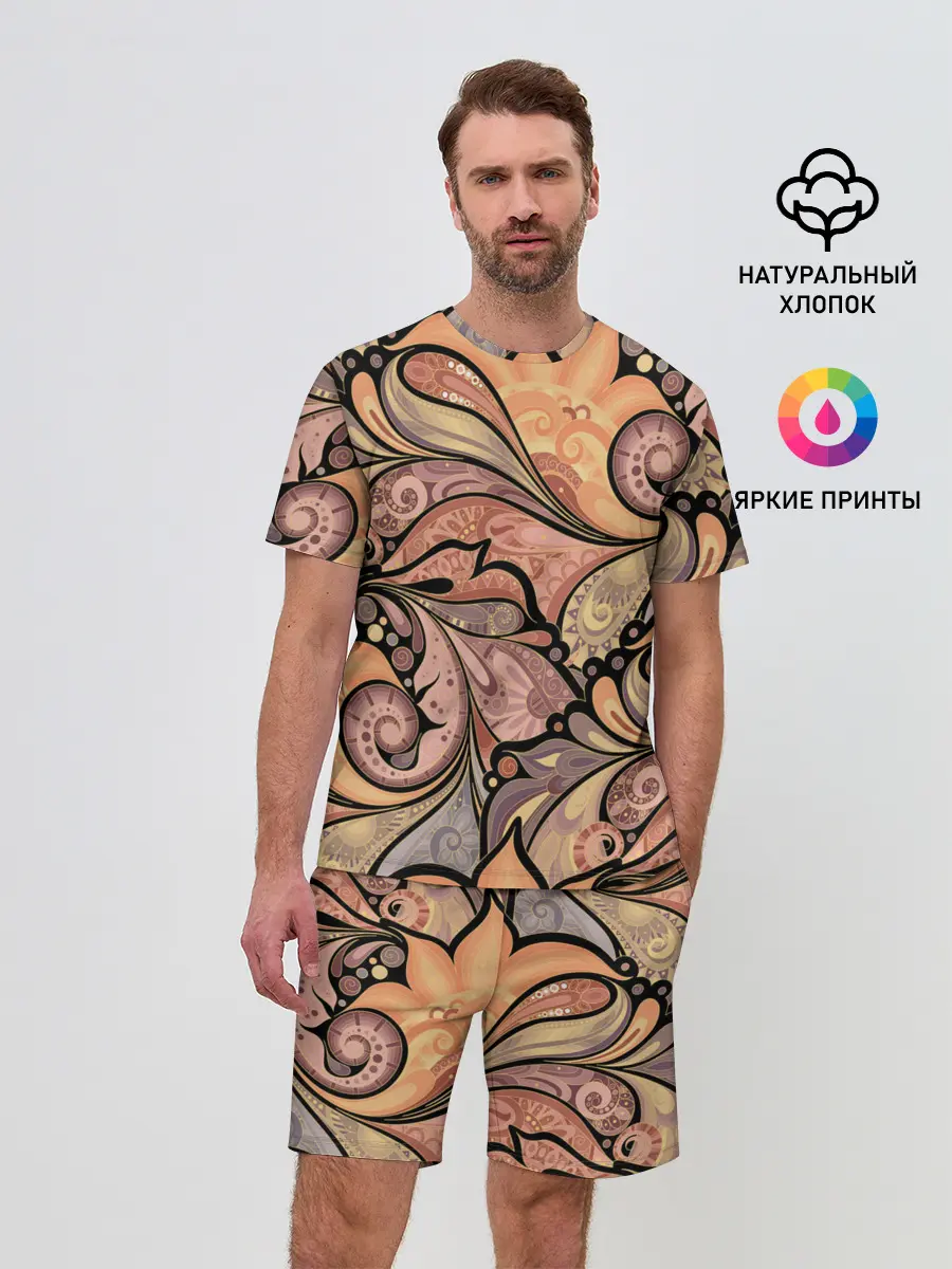 Мужской костюм с шортами / дудл узоры
