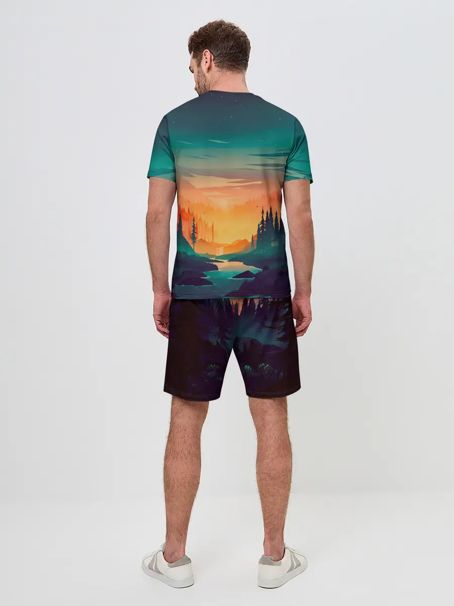 Мужской костюм с шортами / Закат Лес