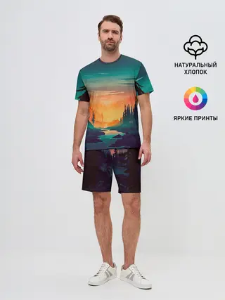 Мужской костюм с шортами / Закат Лес