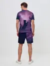 Мужской костюм с шортами / Бабочка кот силуэт фиолетовый