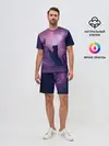 Мужской костюм с шортами / Бабочка кот силуэт фиолетовый