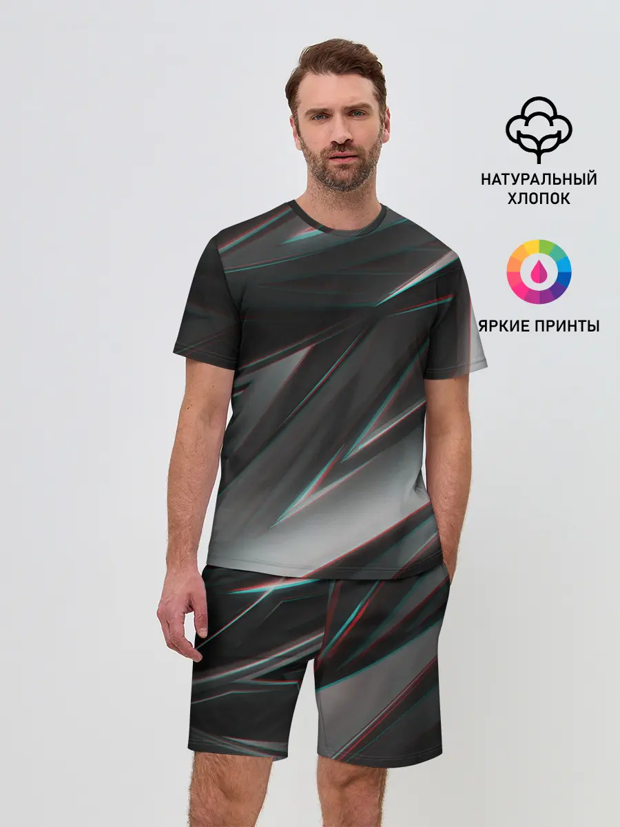 Мужской костюм с шортами / GEOMETRY STRIPES GLITCH