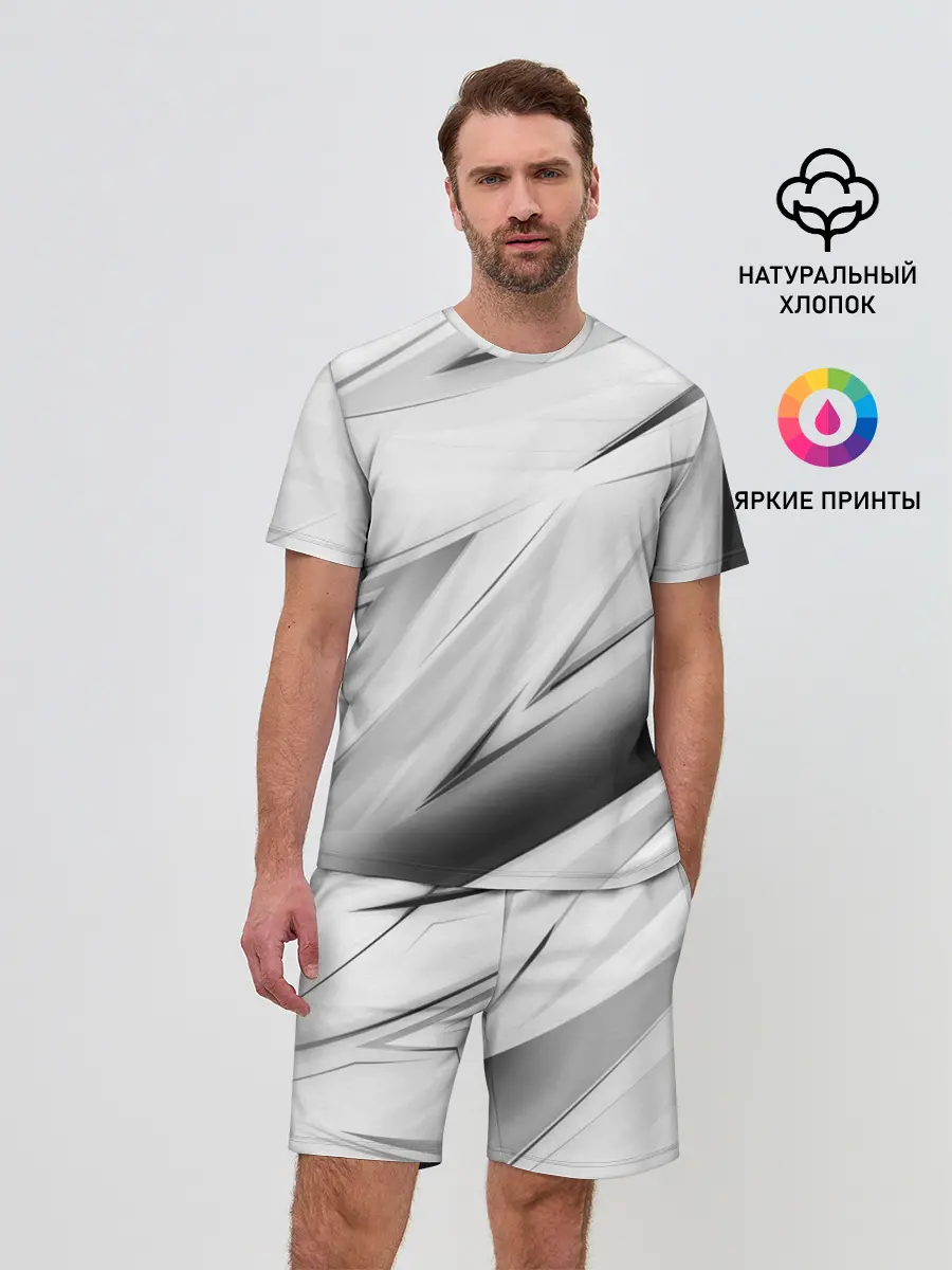 Мужской костюм с шортами / GEOMETRY STRIPES WHITE