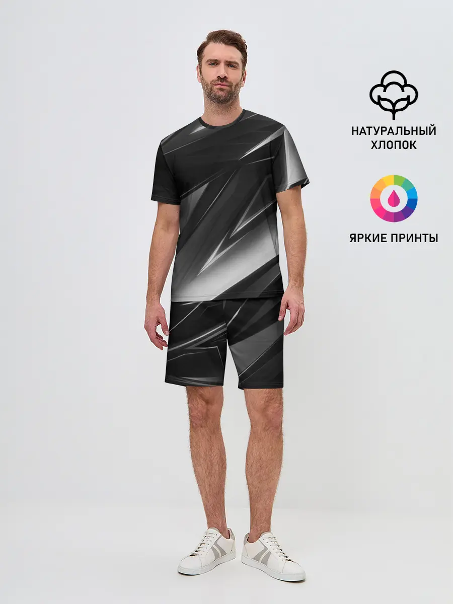 Мужской костюм с шортами / GEOMETRY STRIPES BLACK & WHITE