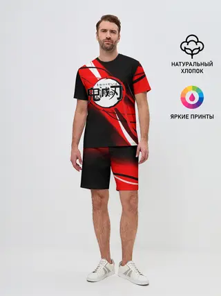 Мужской костюм с шортами / KIMETSU NO YAIBA абстракция