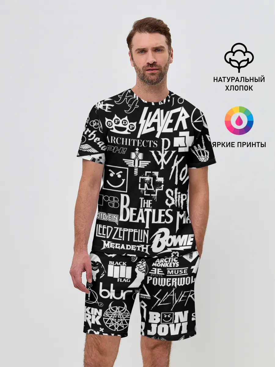 Мужской костюм с шортами / ЛОГОТИПЫ РОК ГРУПП