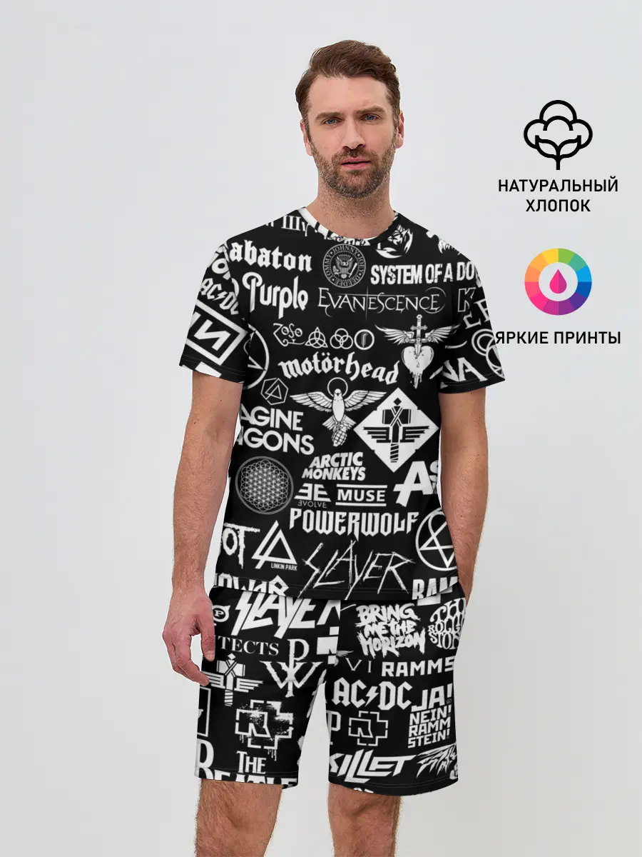 Мужской костюм с шортами / ЛОГОТИПЫ РОК ГРУПП