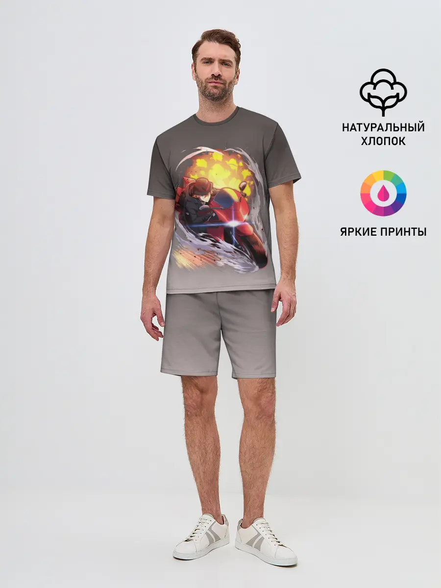 Мужской костюм с шортами / Чуя Накахара на мотоцикле взрыв