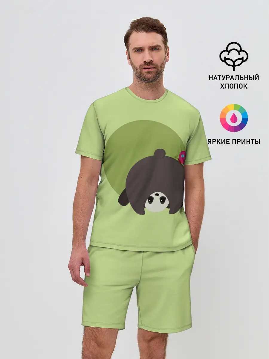 Мужской костюм с шортами / Прикольная панда с бабочкой