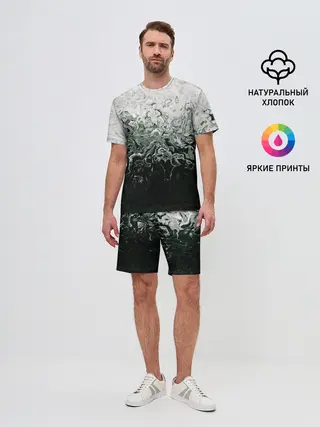 Мужской костюм с шортами / Разводы жидкость абстракция