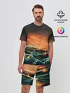 Мужской костюм с шортами / Фэнтези море корабли закат