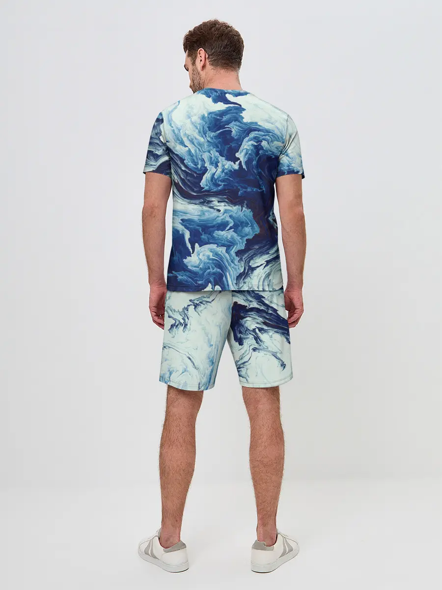 Мужской костюм с шортами / Абстракция смешивание разводы