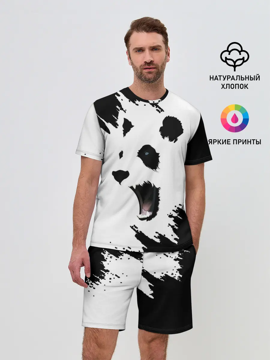 Мужской костюм с шортами / Панда | ЧБ