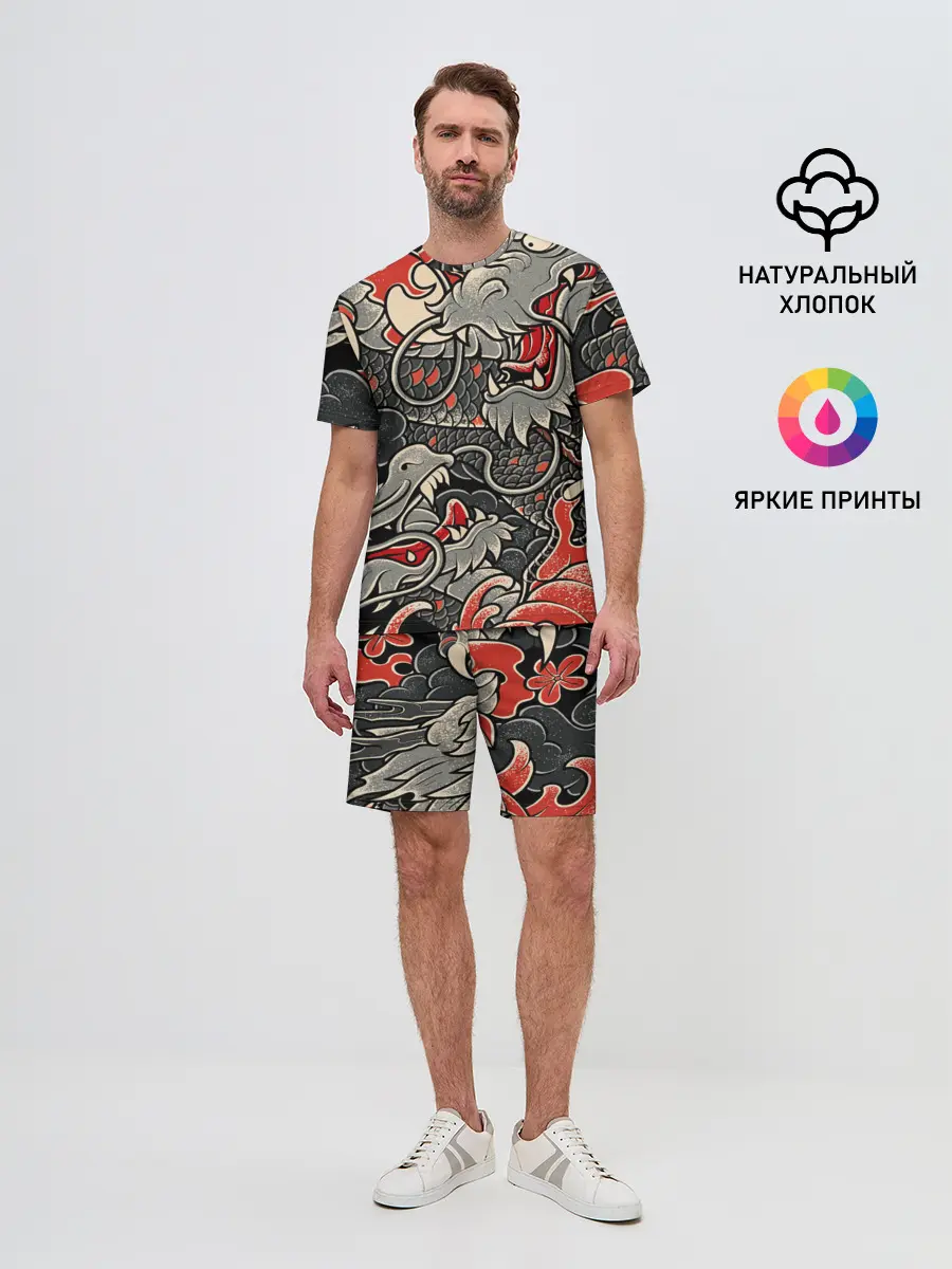 Мужской костюм с шортами / Dsquared tatoo DRAGON