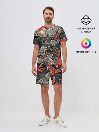 Мужской костюм с шортами / Dsquared tatoo DRAGON
