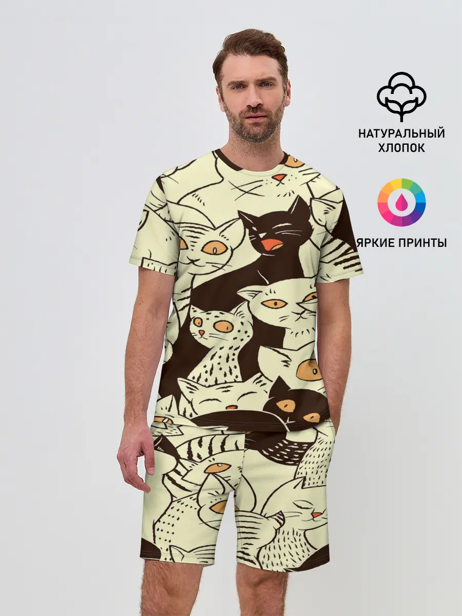 Мужской костюм с шортами / КОТЯТА ПАТТЕРН