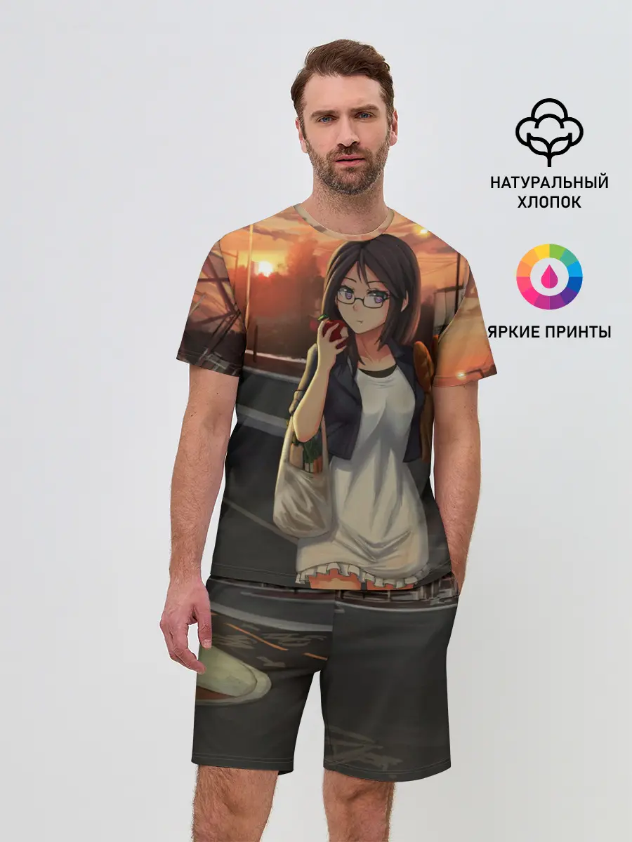 Мужской костюм с шортами / Девочка с продуктами