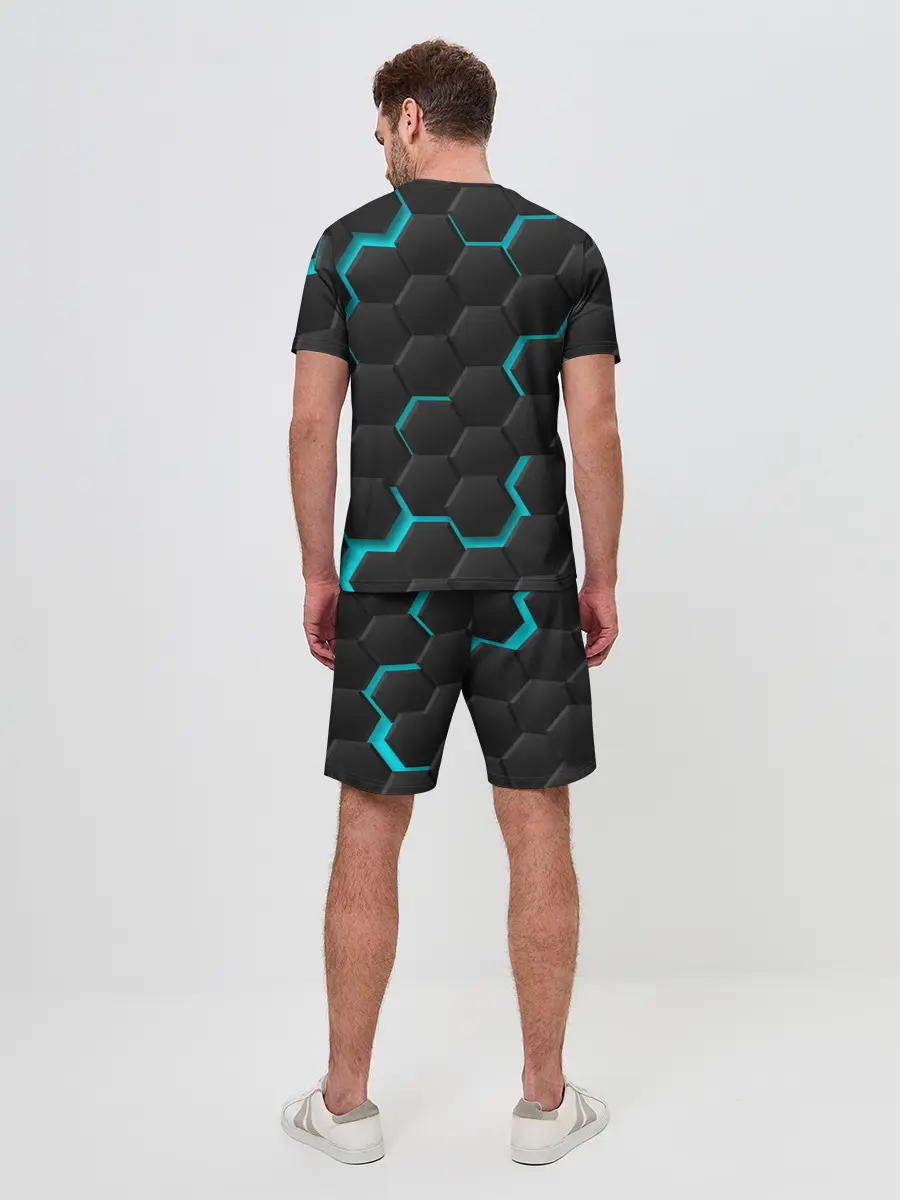 Мужской костюм с шортами / Хвост Феи голубые соты