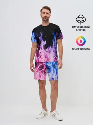 Мужской костюм с шортами / НЕОНОВЫЙ ОГОНЬ