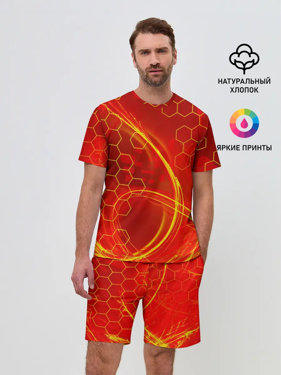 Мужской костюм с шортами / Неоновый Огонь