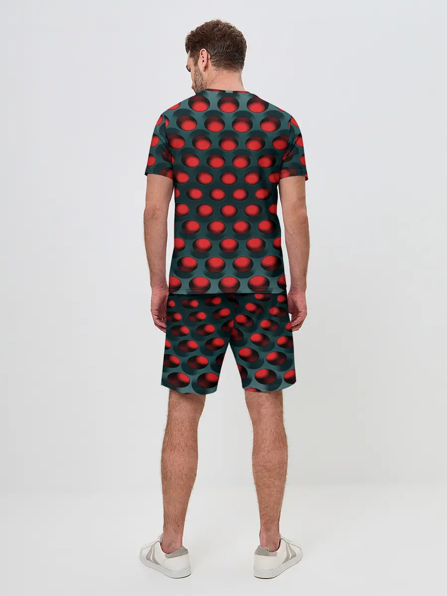 Мужской костюм с шортами / Раскалённый красный 3Д